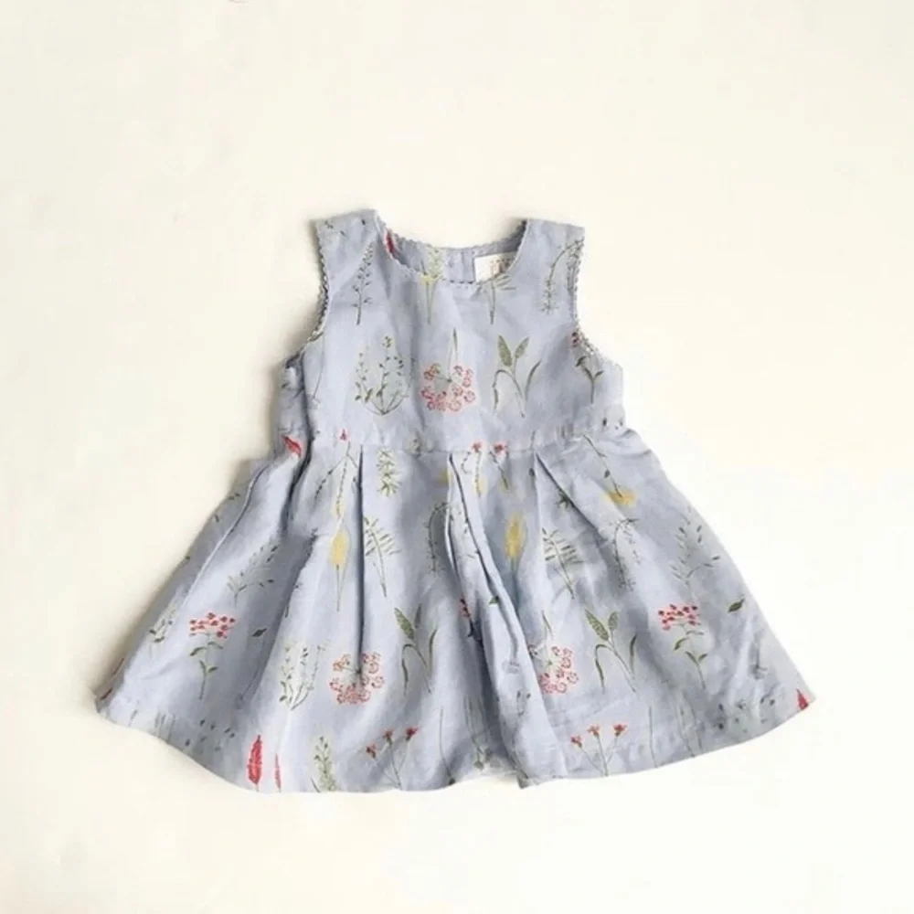 ViNtage Baby gap linen blend floral dress M(6-12m)